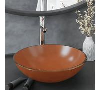 VidaXL Lavabo - Verre Trempé Marron