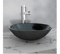 vidaXL Lavabo en verre trempé 42 cm Noir