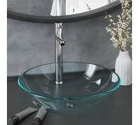 vidaXL Lavabo verre trempé + robinet