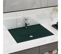 vidaXL Lavabo vert foncé 60x46 cm avec trou de robinet