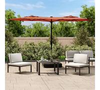 vidaXL Parasol double avec lampes LED rouge terracotta 316x145 cm