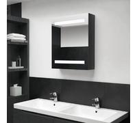 vidaXL Armoire de salle de bain à miroir LED noir brillant 50x14x60 cm