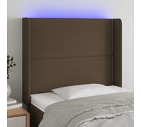 vidaXL LED Headboard - Dark Brown 93x16x118/128 cm Fabric