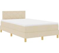 vidaXL LED Lit Boxspring avec matelas Crème 120 x 190 cm Tissu
