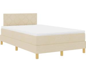 vidaXL LED Lit Boxspring avec matelas Crème 120 x 190 cm Tissu