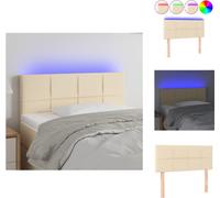 vidaXL LED Tête de lit Crème 100x5x78/88 cm Tissu - Tête & Pieds de lit