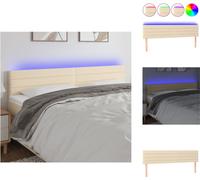 vidaXL LED Tête de lit Crème 200x5x78/88 cm Tissu - Tête & Pieds de lit