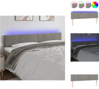 vidaXL LED Tête de lit gris clair 160x5x78/88 cm Velours - Tête & Pieds de lit