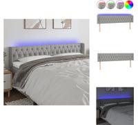 vidaXL LED Tête de lit gris clair 183x16x78/88 cm Tissu - Tête & Pieds de lit