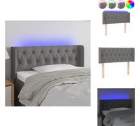 vidaXL LED Tête de lit gris foncé 93x16x78/88 cm Tissu - Tête & Pieds de lit