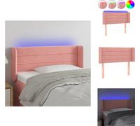 vidaXL LED Tête de lit rose 93x16x78/88 cm Velours - Tête & Pieds de lit