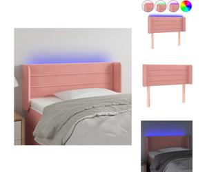vidaXL LED Tête de lit rose 93x16x78/88 cm Velours - Tête & Pieds de lit