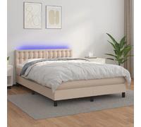vidaXL Lit 140x190 cm - Cappuccino avec LED