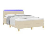 vidaXL Lit à ressort avec matelas et LED crème 140x190 cm tissu