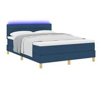 vidaXL Lit à ressort avec matelas & LED bleu 140x190 cm en tissu