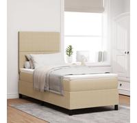 vidaXL Lit à Ressort avec Matelas & Lumière LED Vert Gris 80x200 cm Tissu en Corde