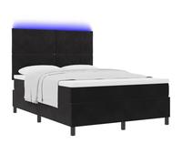 vidaXL Lit à Ressort LED avec Matelas Noir 160 x 200 cm Tissu, Cadre de lit réglable, Design Moderne, durabilité, Sommeil Confortable, éclairage LED, Soutien de Matelas Ergonomique