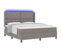 vidaXL Lit à ressort LED avec tête de lit Taupe 180 x 200 cm tissu | La mousse et les ressorts ensachés te garantissent un super soutien, Un polyester respirant et solide, Housse zippée pour un