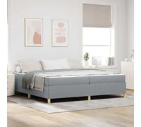 vidaXL Lit à ressorts Autre Gris clair et Blanc 200 x 200 cm tissu