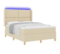 vidaXL Lit à ressorts avec bandes LED Crème 140 x 200 cm tissu | Style simple et aéré qui dure dans le temps, Ils épousent bien ta silhouette, Parfait mélange de fermeté et de confort
