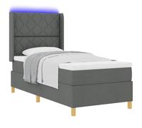 vidaXL Lit à ressorts avec bandes LED Gris 90 x 200 cm tissu | Un revêtement en polyester de bonne qualité, respirant et costaud, qui assure une durabilité à long terme Son design sympas