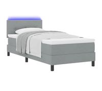 vidaXL Lit à ressorts avec bandes LED Gris clair 80 x 200 cm tissu | Matelas doux et super support , Fini gris clair qui éclaire ta chambre , Lumière douce pour les nuits