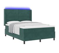 vidaXL Lit à Ressorts avec Bandes LED Vert foncé 140 x 200 cm Velours, Lit en Velours réglable, Cadre Moderne, lumières LED, Matelas à Ressorts, Meubles Tendance, Design élégant