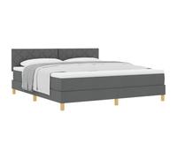 vidaXL Lit à Ressorts avec Coussin Gris foncé 180 x 200 cm Tissu | Un look moderne avec des blocs de diamant qui fait son petit effet, Livré avec un matelas et un surmatelas pour un max de
