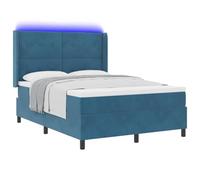 vidaXL Lit à Ressorts avec Matelas avec LED Bleu 160 x 200 cm Velours, Lit en Velours réglable, Cadre Moderne, lumières LED, Matelas à Ressorts, Meubles Tendance, Design élégant