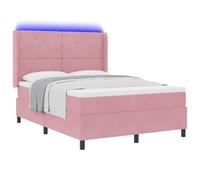vidaXL Lit à ressorts avec matelas avec LED Rose 160 x 200 cm Velours | Super absorption des chocs pour un sommeil agréable, Sensation luxueuse, agréable et douce au toucher, Des ressorts de