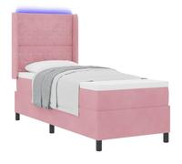 vidaXL Lit à ressorts avec matelas avec LED Rose 80 x 200 cm Velours | Super doux et confortable pour un confort ultime, Des ressorts de qualité qui offrent un super soutien, Fermeté moyenne qui