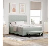 vidaXL Lit à ressorts avec Matelas & Banc Gris Clair 160x200 cm Velours 3344456