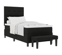 vidaXL Lit à Ressorts avec Matelas et Banc Noir 90x200 cm Tissu