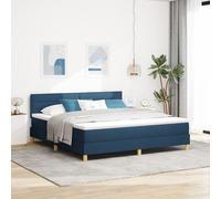 vidaXL Lit à ressorts avec matelas et LED bleu 180x200 cm tissu