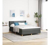 vidaXL Lit à Ressorts avec Matelas Gris Foncé 140x200 cm Tissu, vidaXL Tête de Lit Design Lignes Gris Foncé 140 cm Tissu