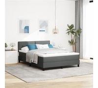 vidaXL Lit à ressorts avec matelas gris foncé 160x200 cm en tissu 3338700 G