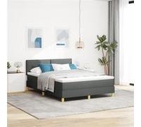 vidaXL Lit à ressorts avec matelas gris foncé 160x200 cm tissu 3338931 G