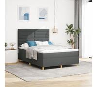 vidaXL Lit à ressorts avec matelas & LED gris foncé 160x200 cm tissu