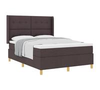 vidaXL Lit à Ressorts avec Matelas Marron foncé 140 x 190 cm Tissu, Lit de Box Moderne, tête Ajustable, Matelas à Ressorts, Cadre Chic, Confort de Sommeil, Meuble Chambre