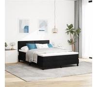 vidaXL Lit à ressorts avec matelas noir 140x200 cm tissu 3338694 G