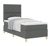 vidaXL Lit à Ressorts avec tête de lit Gris foncé 90 x 200 cm Tissu | Matelas au poil pour des nuits de rêve, Tissu gris foncé qui en jette, Se met en place tranquille avec deux personnes et des
