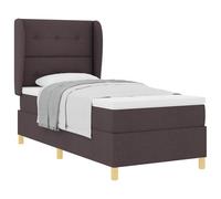 vidaXL Lit à ressorts avec tête de lit Marron foncé 200 x 100 cm tissu | Tissu costaud et aéré qui tient longtemps, Ressorts individuellement ensachés qui épousent ta silhouette, Top pour les