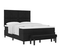 vidaXL Lit à Ressorts avec tête de lit Noir 140 x 190 cm Tissu | Le tissu noir moderne va super bien dans n'importe quelle chambre, Vient avec un matelas et un surmatelas pour plus de