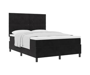 vidaXL Lit à Ressorts avec tête de lit Noir 160 x 200 cm Velours | Velours super doux pour un confort top, Soutien génial et s'adapte bien à votre corps, Parfait pour ceux qui dorment sur le