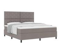 vidaXL Lit à ressorts avec tête de lit Taupe 180 x 200 cm tissu | Rembourrage géométrique moderne qui a de la gueule, Tissu super doux pour un côté luxueux, Pieds en pin massif offrant un