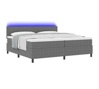 vidaXL Lit à sommier box avec matelas & lumière LED gris 200x200 cm tissu en velours côtelé