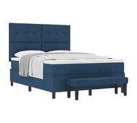 vidaXL Lit à Sommier Élastique avec Matelas & Banc Bleu 140x190 cm Tissu
