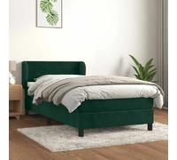 vidaXL Lit à Sommier et Matelas - Vert Foncé