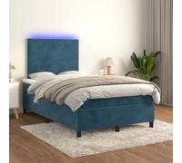 vidaXL Sommier tapissier matelas et LED Bleu foncé 120x200 cm Velours