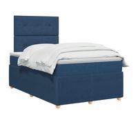vidaXL Lit à sommier tapissier à LED avec matelas bleu, 120 x 190 cm, tissu